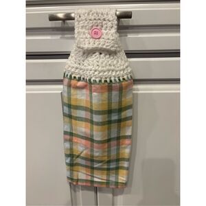 Crochet Top Kitchen Towel- Spring Plaids